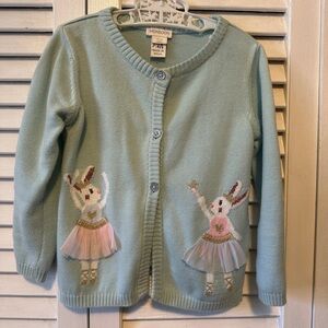 Monsoon Blue Cardigan with Bunny Ballerina Design